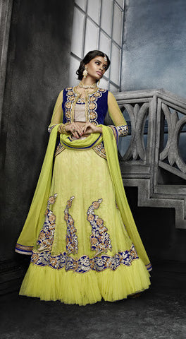 Light Neon Green Net Lehenga Choli