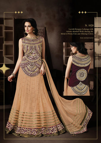 Light Peach Color Net Lehenga Choli