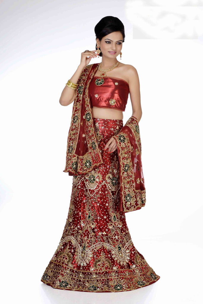 Vivacious Maroon Net Embroidery With Heavy stone work Lehenga Choli