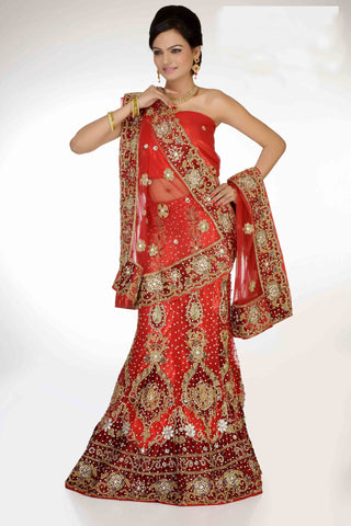Glamorous Red Color With Full Heavy Stone Work Lehenga Choli