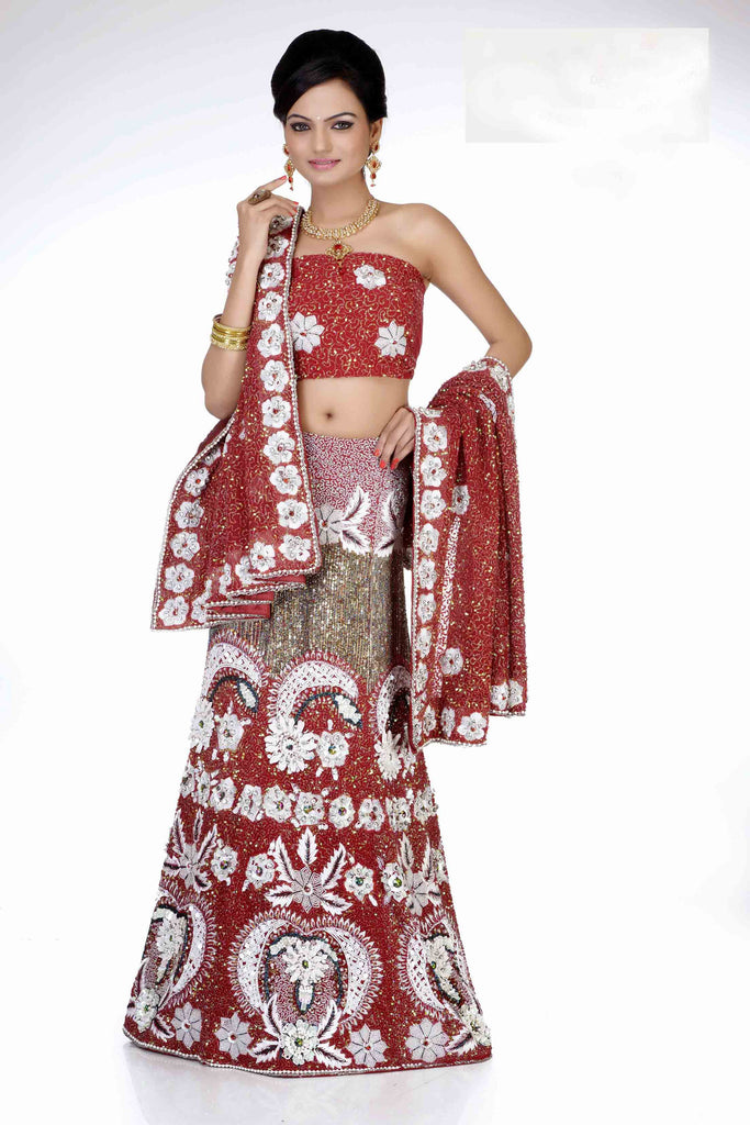 Onion Pink Georgette With Heavy Stone Work Wedding Lehenga Choli