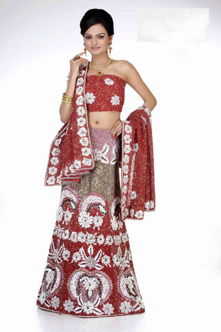 Onion Pink Georgette With Heavy Stone Work Wedding Lehenga Choli