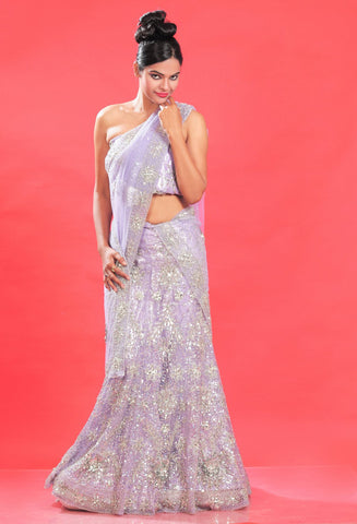 Dazzling Light Purple Net Lehenga Choli