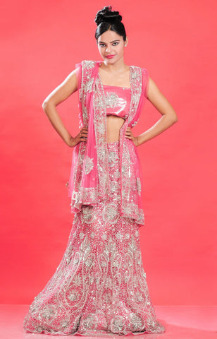 Majesty Deep Pink Zardosi Work Lehenga Choli With Duppatta