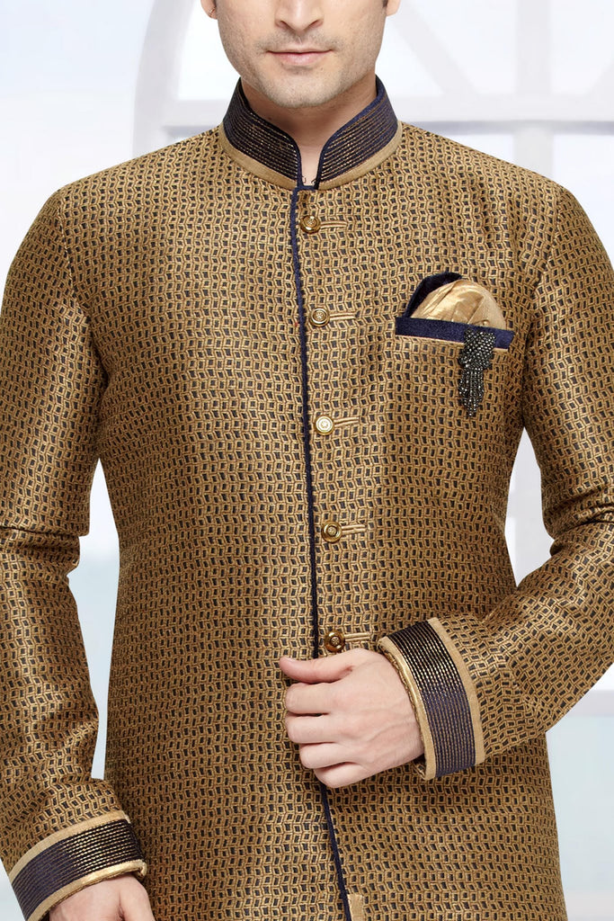 Blue Brocade Art Silk Indowestern