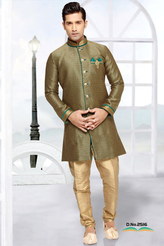 Green Brocade Art Silk Indowestern