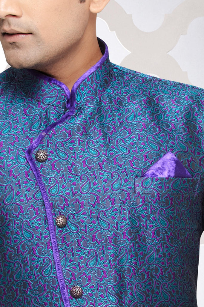 Purple Jacquard Art Silk Indowestern