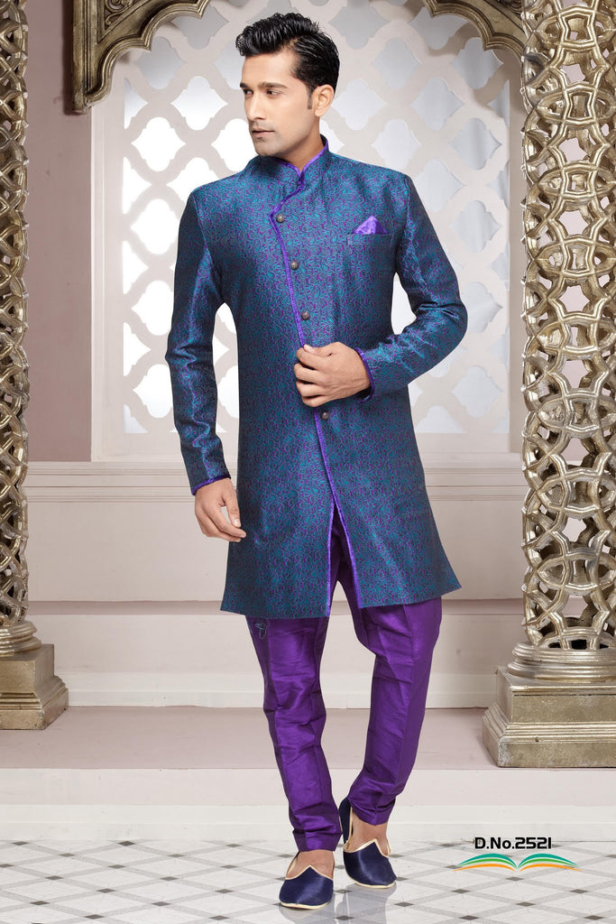 Purple Jacquard Art Silk Indowestern
