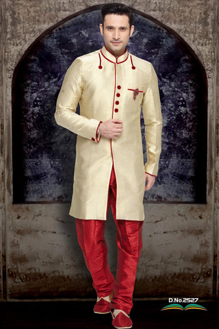 Gold Brocade Art Silk Indowestern