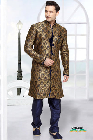 Coffee Color Brocade Art Silk Indowestern