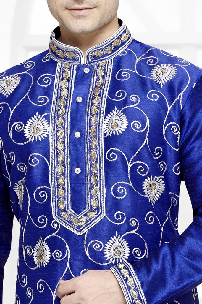 Royal Blue Dupion Silk Kurta pyjama
