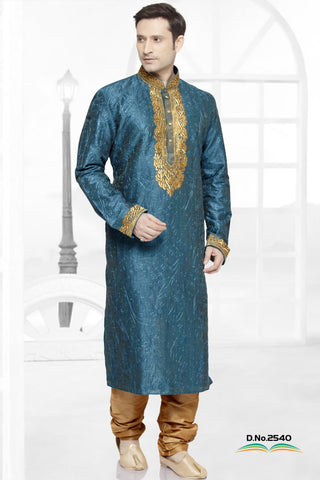 Green Color Art  Silk Kurta