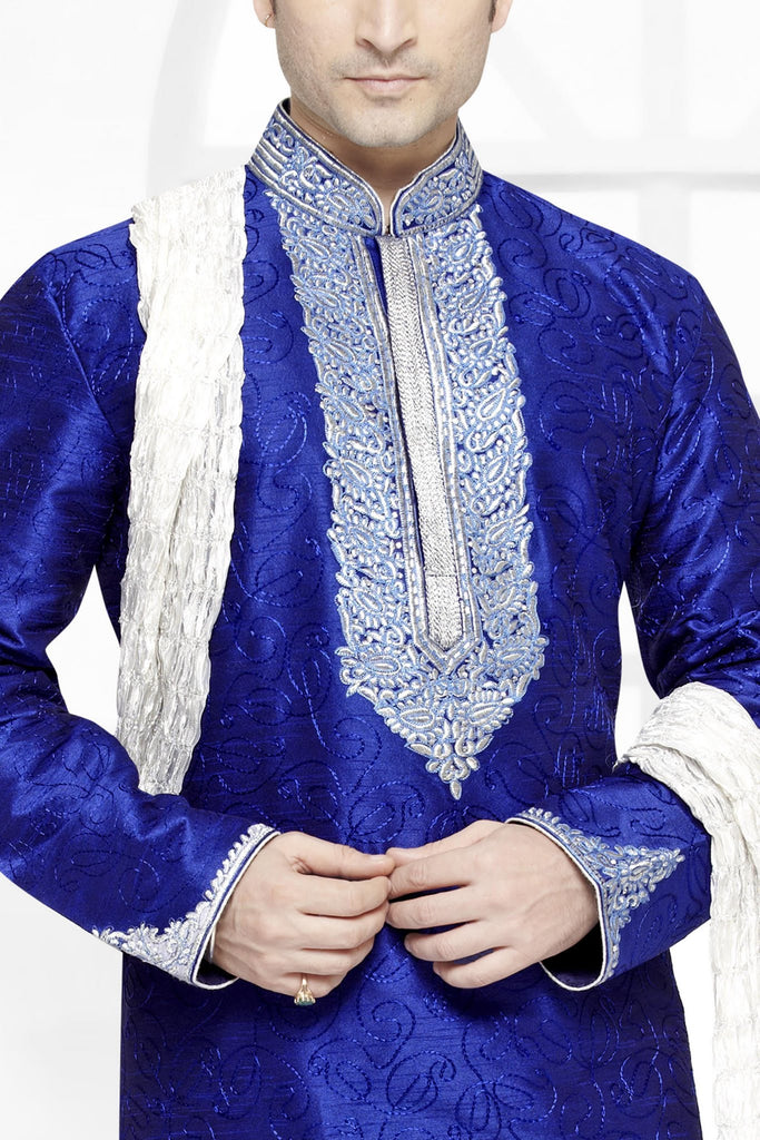 Royal Blue Dupion Silk Kurta