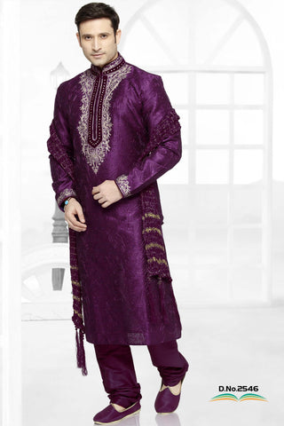 Maroon & Purple Art Silk Kurta