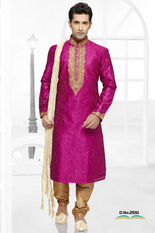 Magenta Art  Silk Kurta