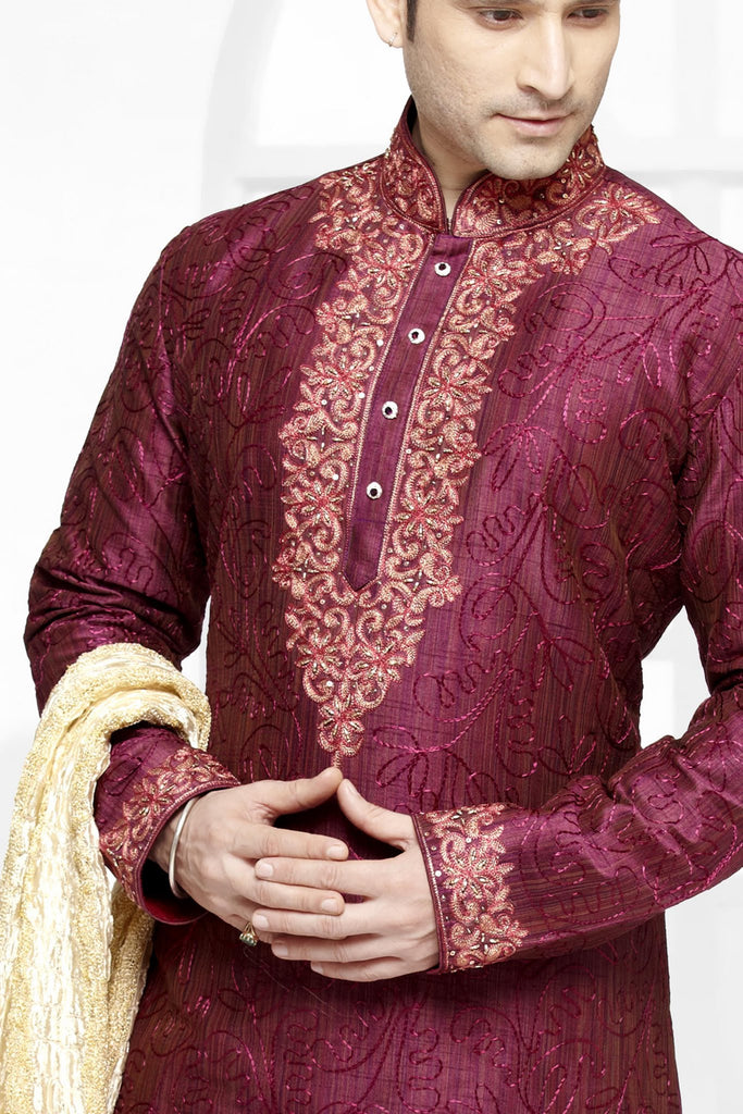 Purple & Maroon Art  silk Kurta