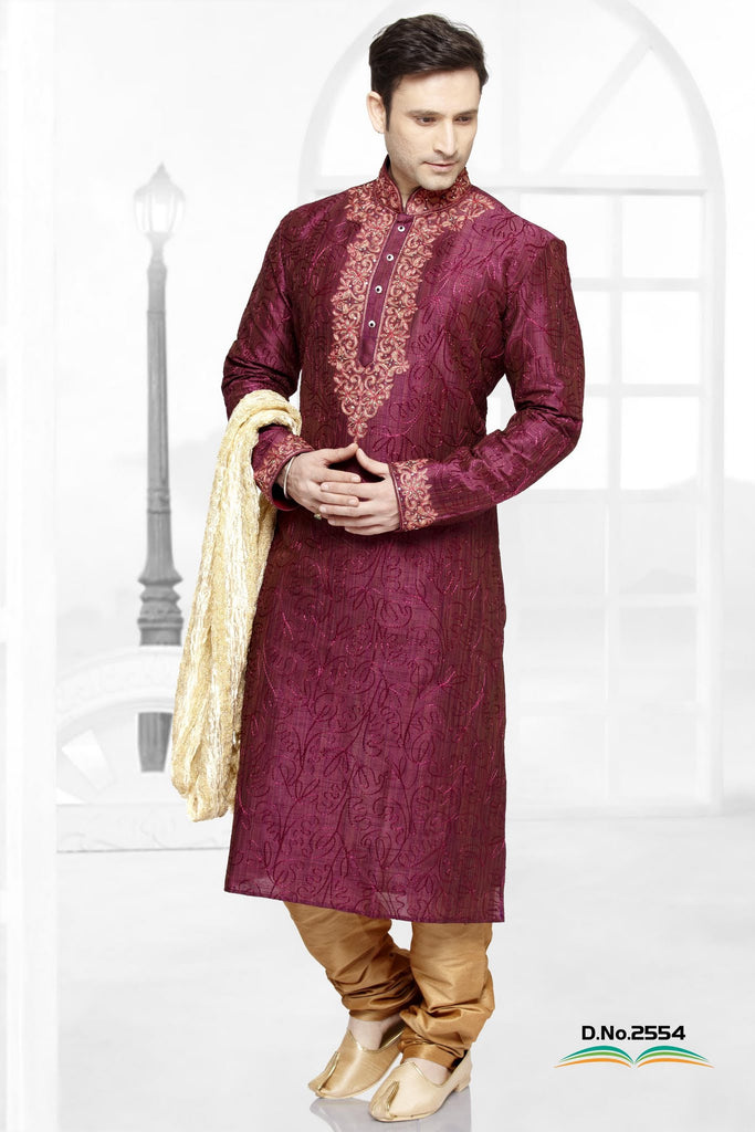 Purple & Maroon Art  silk Kurta