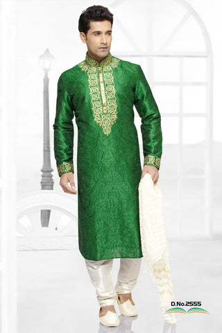 Green Dupion Silk Kurta