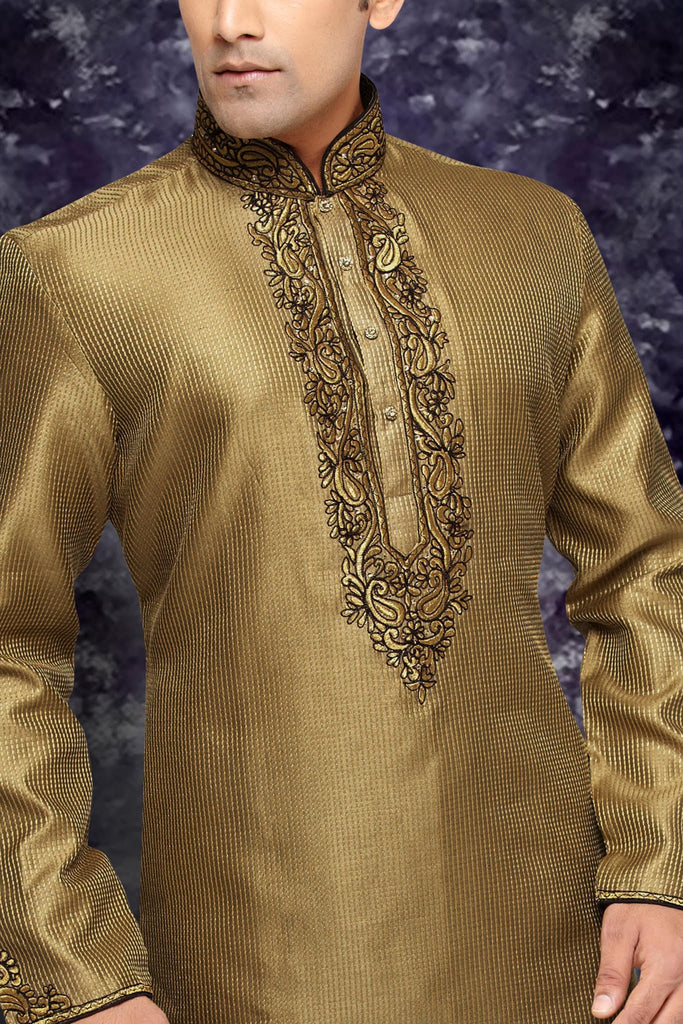 Gold Art  Silk Embroidery Kurta pyjama