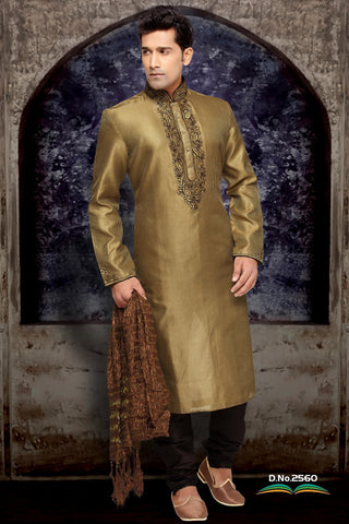 Gold Art  Silk Embroidery Kurta pyjama