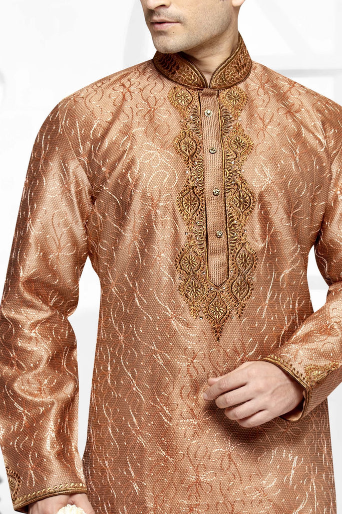 Peach Colored Art silk Kurta
