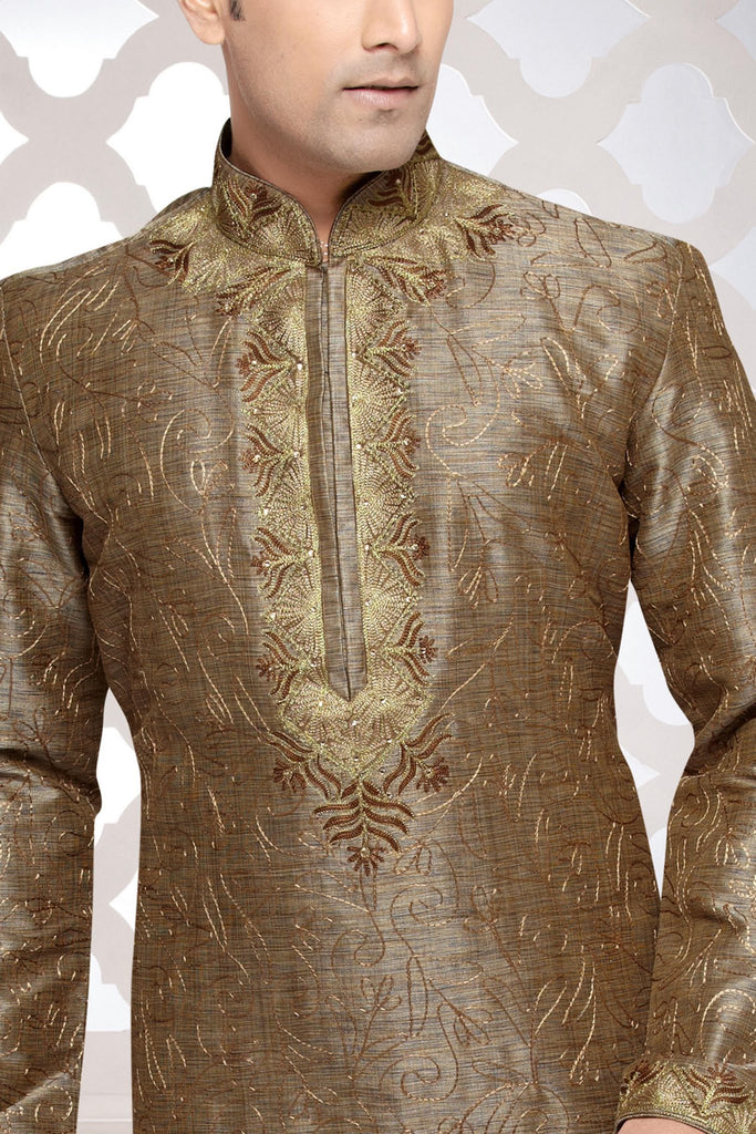 Sky Blue Dupion silk Kurta With Embroidery Work