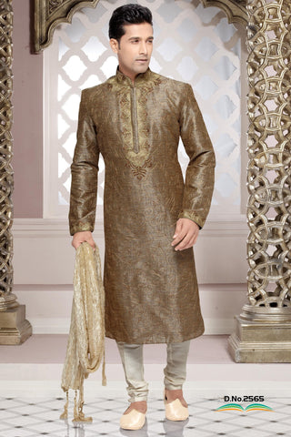 Sky Blue Dupion silk Kurta With Embroidery Work