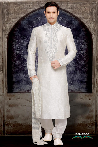 Sky Blue Colored  Dupion silk Kurta Pyjama