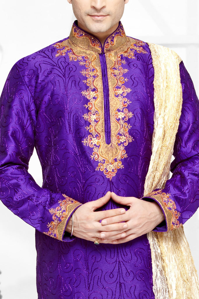 Purple Art  Silk Kurta