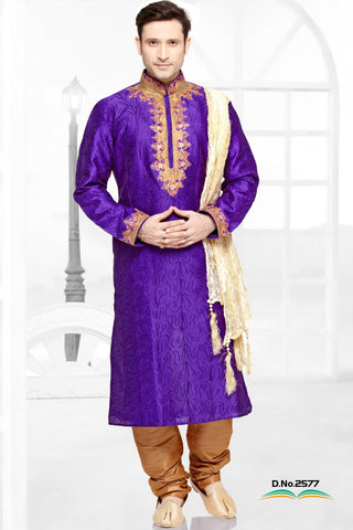 Purple Art  Silk Kurta
