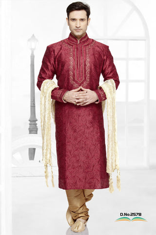 Maroon Art  Silk Kurta