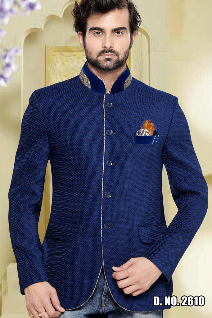 Blue Colour with the fabric of Jute Silk Bridegroom Sherwani - RAJSHRIFASHIONS