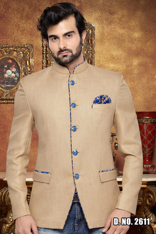 Beige Colour with the fabric of Jacquard Bridegroom Sherwani - RAJSHRIFASHIONS