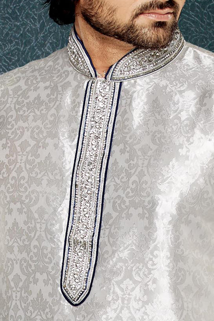 Off White Brocade Art Silk Kurta