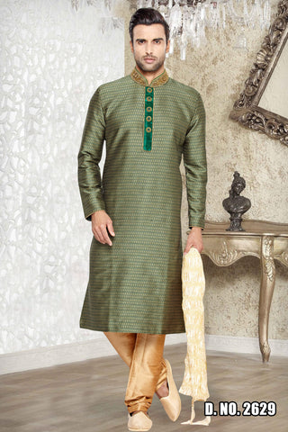 Green Jaqard Art Silk Kurta