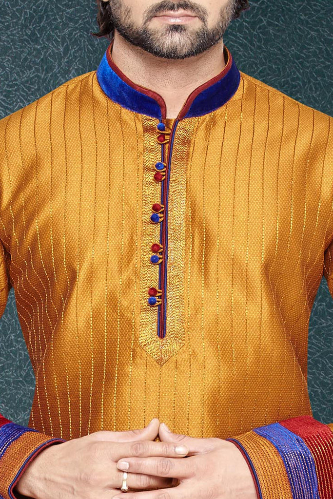 Dark Gold Art silk Kurta - RAJSHRIFASHIONS