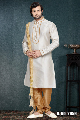 Off White Art silk Kurta