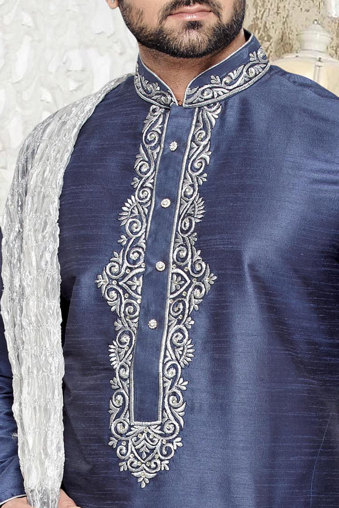 Tarquish Blue Dupion Art silk