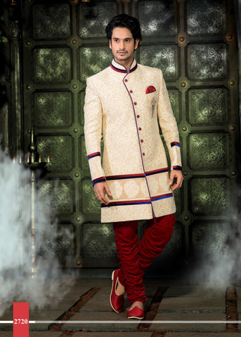 Cream  Gichha Pure Silk Indowestern