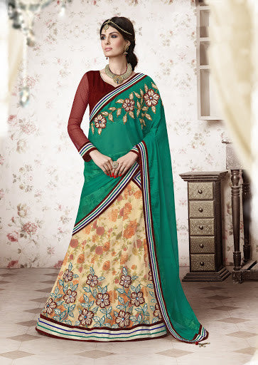 ENHANCE YOUR ELEGANCE  WITH THIS BEAUTIFUL  LEHENGA WITH A FLORAL TOUCH