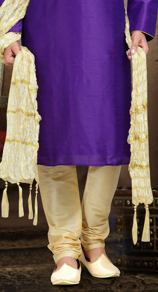 Purple Color Dupion Art Silk Stone Work Kurta Pyjama