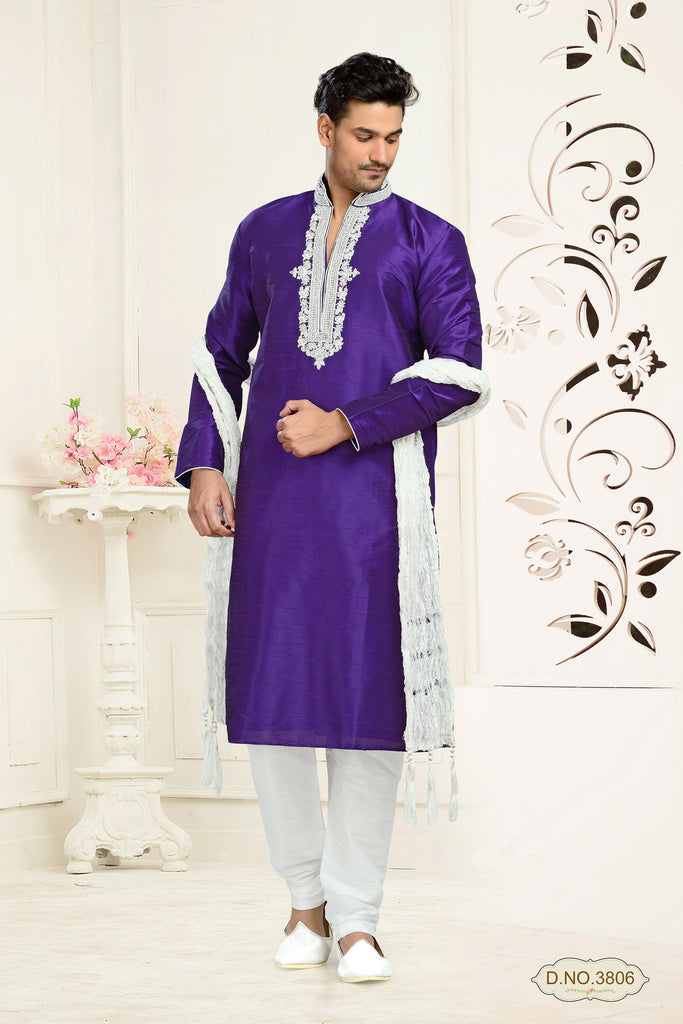 Purple Dupion Art Silk Kurta Pyjama