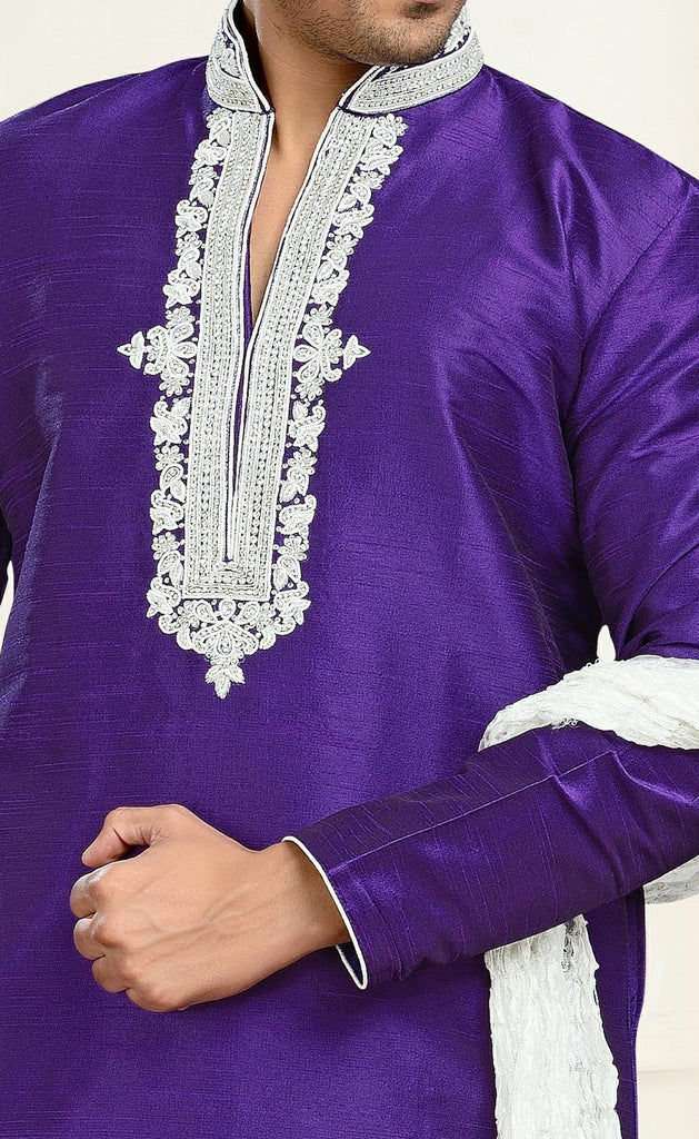Purple Dupion Art Silk Kurta Pyjama
