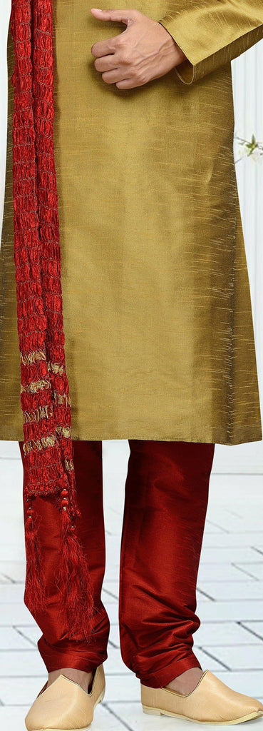 Dark Gold Dupion Art Silk Kurta Pyjama