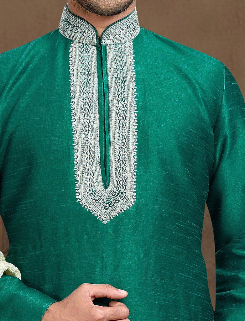 Teal Dupion Art Silk Kurta Pyjama
