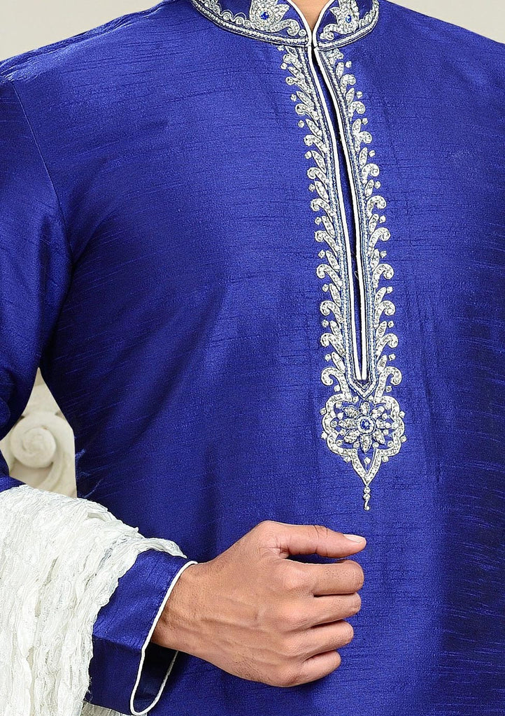 Blue Dupion Art Silk Kurta Pyjama
