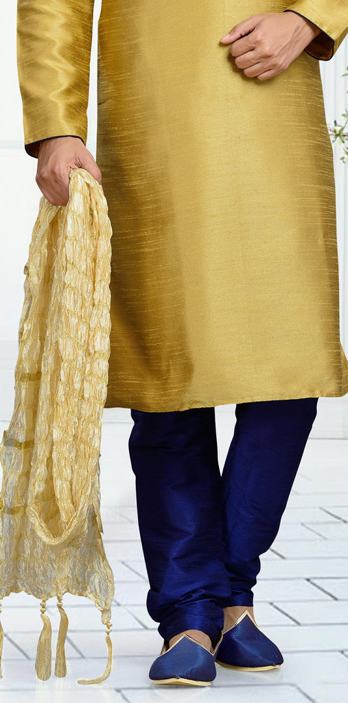 Dark Gold Jacquard Art Silk Kurta Pyjama