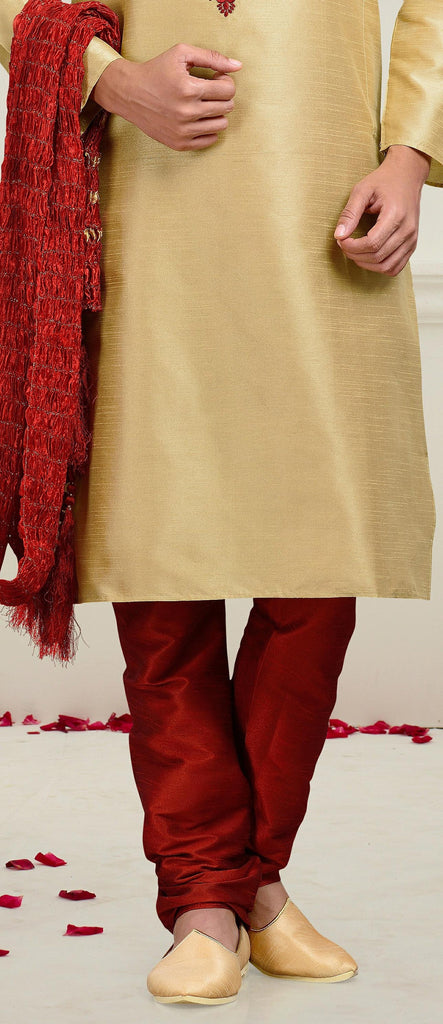 Tusser Dupion Art Silk Kurta Pyjama Thread Work