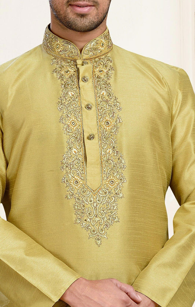 Tusser Dupion Art Silk Kurta Pyjama With Thread Work