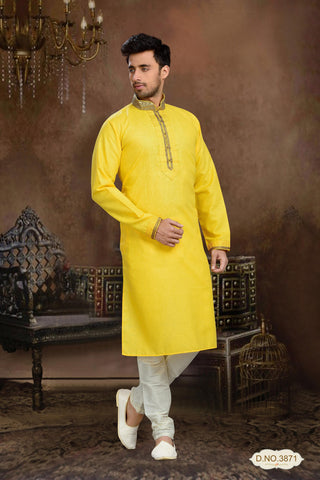 Mango Cotton Linen Kurta Pyjama With Patch Work